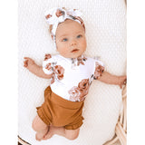 Rosebud Short Sleeve Bodysuit + Chestnut Bloomers (0000)