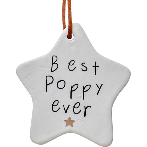 Best Poppy Ever Ceramic Hanging Heart