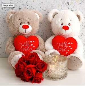 Soft Toy Quincy Bear white with Red Heart