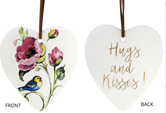 Hugs and Kisses Ceramic Hanging Heart - Gifts2remember