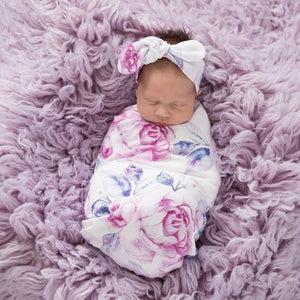 Lilac Skies Swaddle and Topknot Headband - Gifts2remember